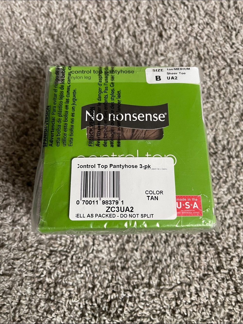 No nonsense Tan Control Top Pantyhose 3-Pack